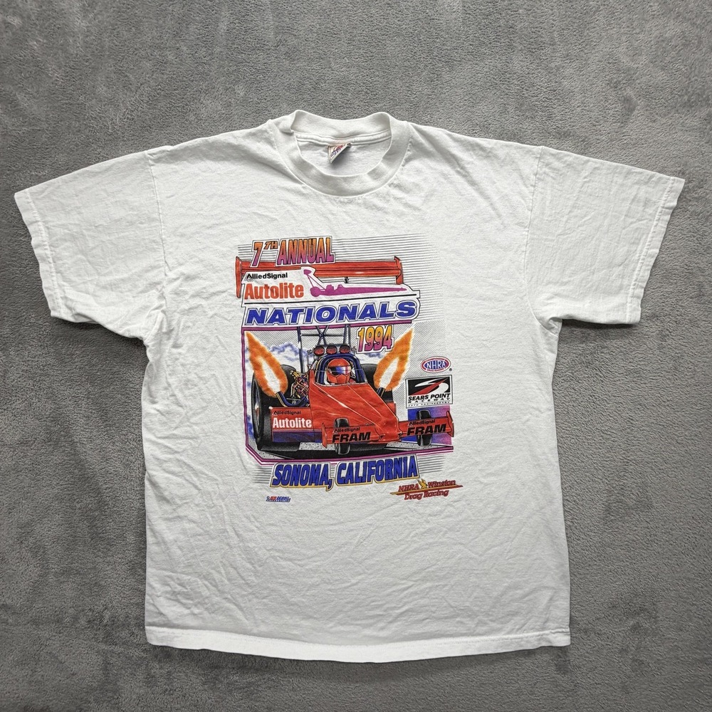 Vintage SS Sport-Le Shirt Mens XL White Autolite Nationals 1994 Sonoma 90s